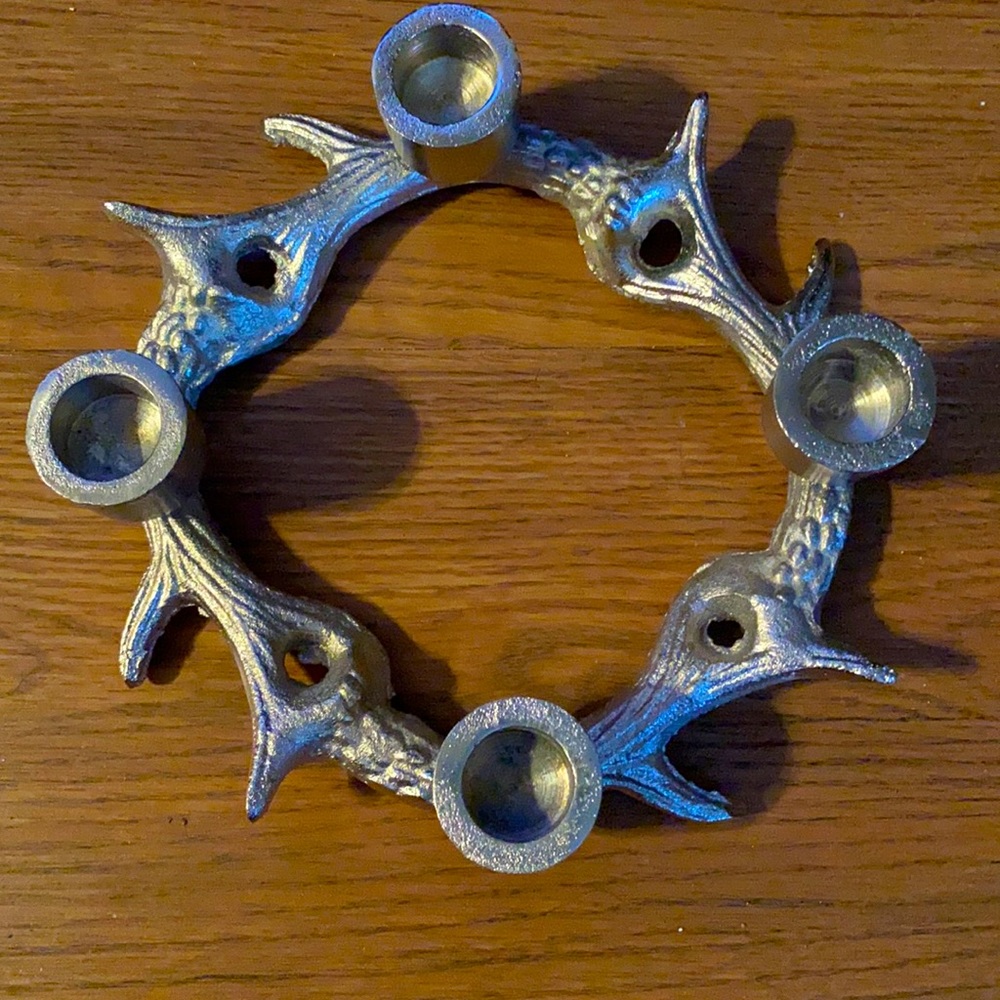 💎RARE💎Anthropologie Silver Metal Antler Candleholder